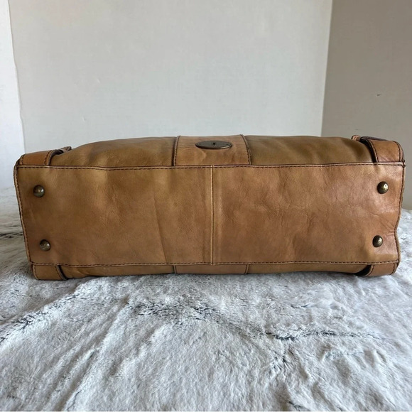 Fossil Vintage Reissue Tan Leather Satchel Shoulder Bag Business Shoulder Bag - Picture 9 of 16